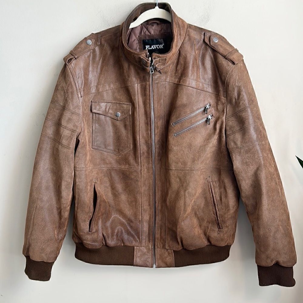 Flavor Leather Mens Bomber Jacket XL